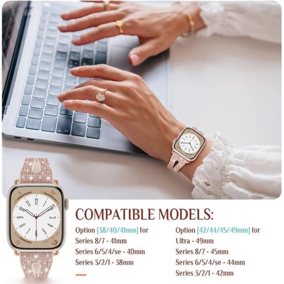 Bling SiliconeBand for AppleWatch Bands Ultra Ultra2 Series 10 9 8 7 6 5 4 3 2 1 - Picture 5 of 7